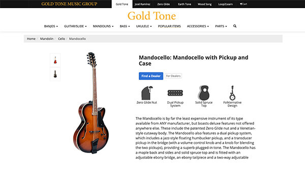 One of Gold Tone's product pages